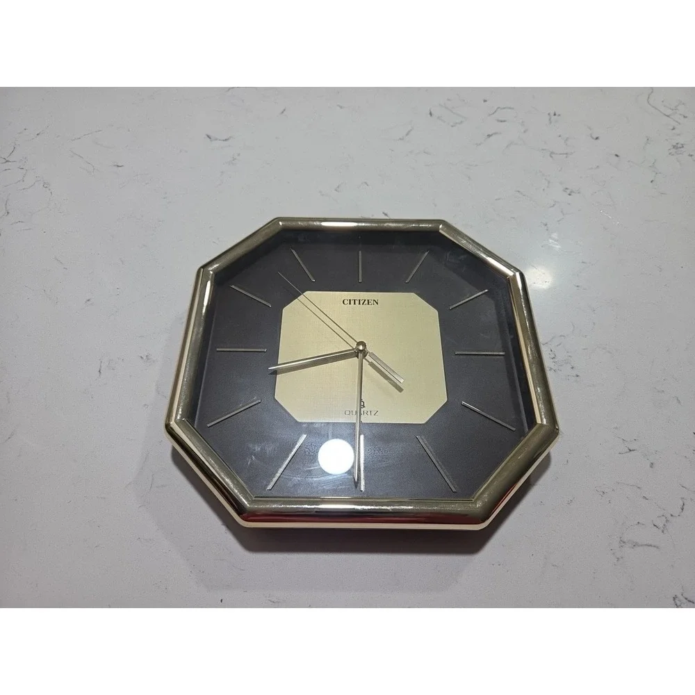 Vintage Citizen Quartz Wall Clock Octagon Gold‎ Made In Japan Tested Works!